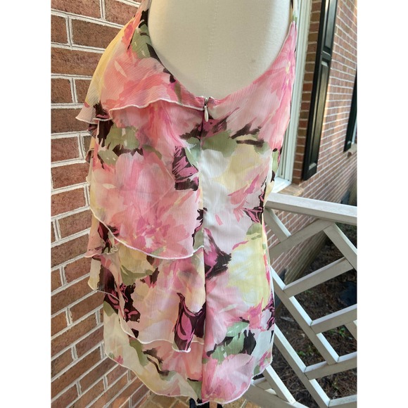Sheer floral cascading Tier blouse  iZbyer Large - Picture 5 of 6